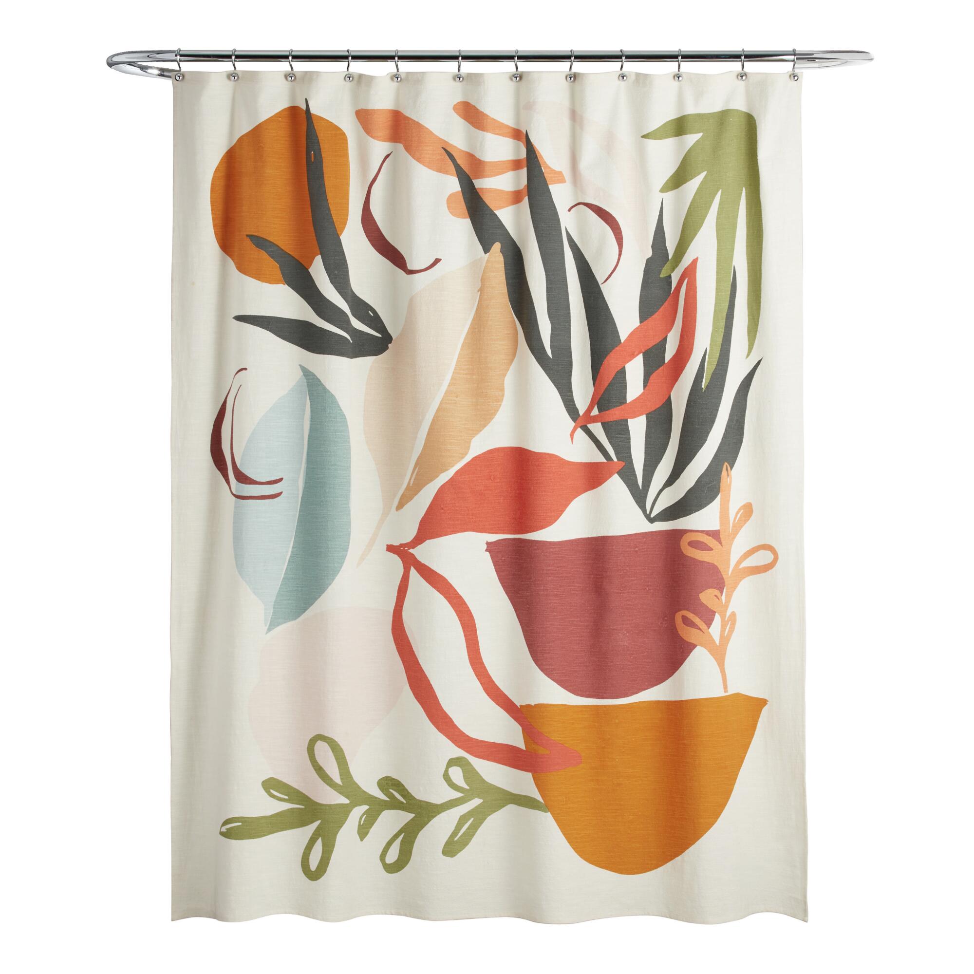 Abstract Desert Succulents Shower Curtain: Multi - Cotton by World Market