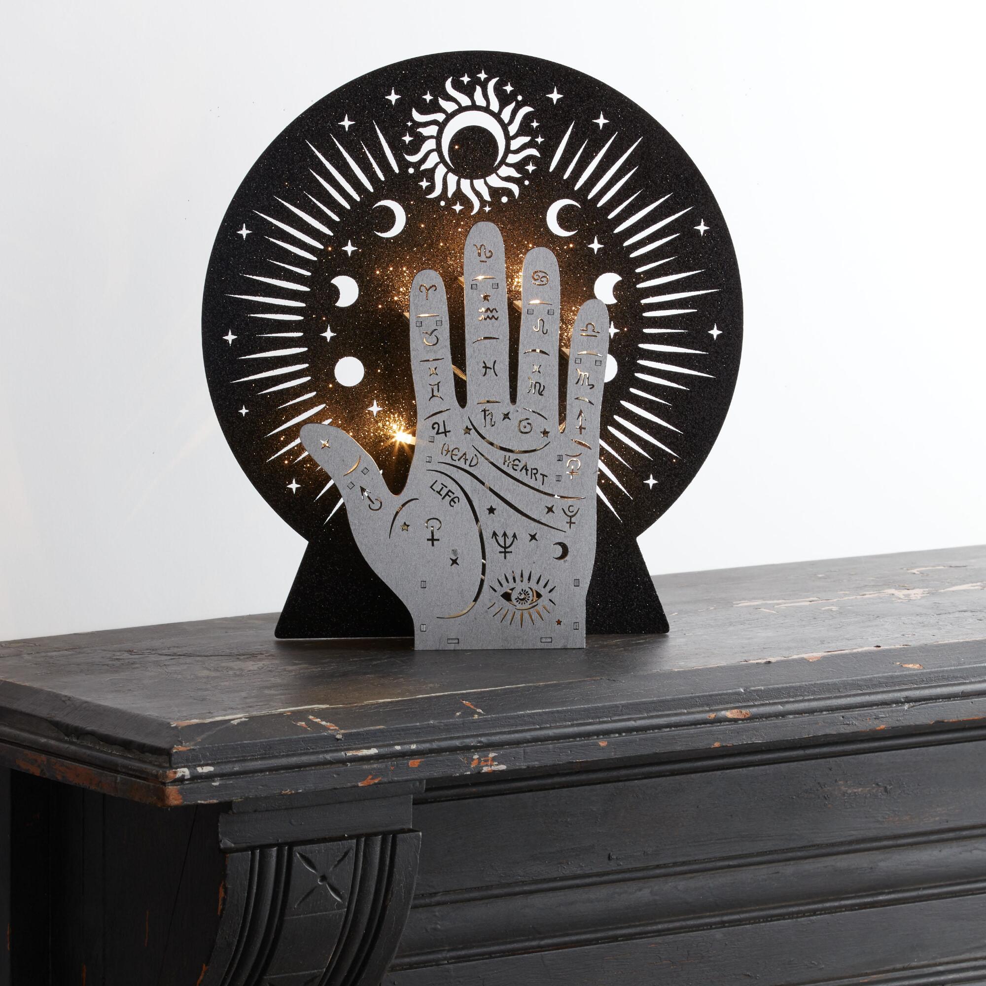Laser Cut Wood Palmistry Hand LED Light Up Decor: Multi by World Market