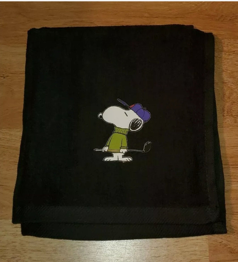 Snoopy Golfer Golf Sport Towel 16x18 Black
