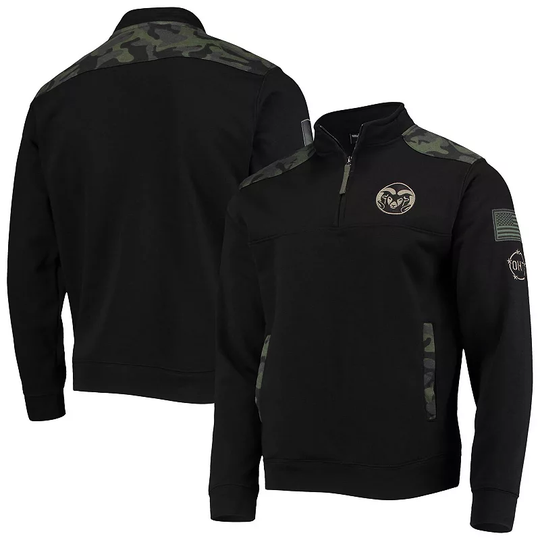 Men's Colosseum Black Colorado State Rams OHT Military Appreciation Commo Fleece Quarter-Zip Jacket, Size: Large