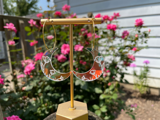 Iridescent Veronica Moon Hoop Earrings