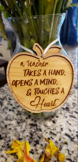 Teacher Appreciation Gift Tag Ornament A Teacher Takes A Hand Opens Mind & Touches Heart School Student