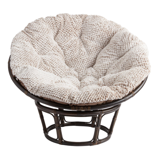 Frosted Latte Faux Fur Textured Papasan Chair Cushion by World Market