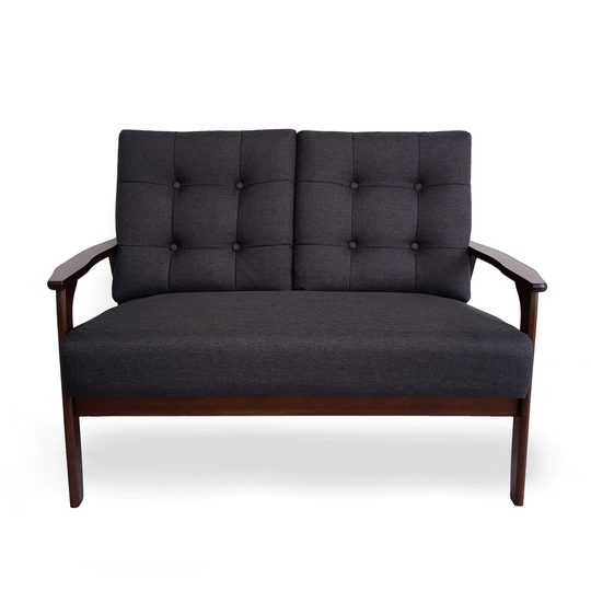 Best Selling Home Decor Duluth Midcentury Black and Walnut Polyester/Blend Loveseat | 309008