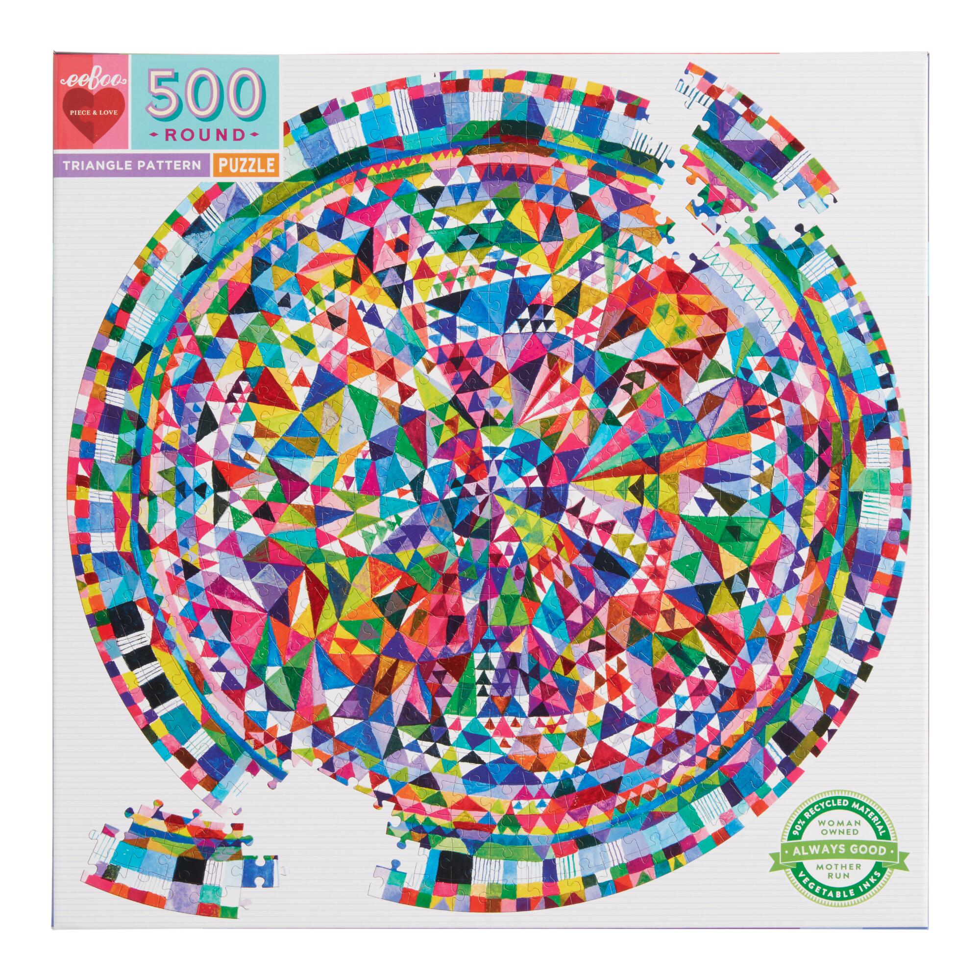 Eeboo Round Geometric 500 Piece Puzzle: Multi - Recycled Paper by World Market