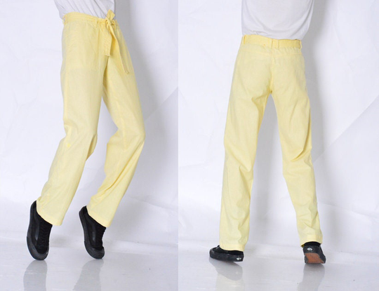 Y2K Vintage Pastel Yellow Linen Blend Womens Pants Waist Size 31 in M