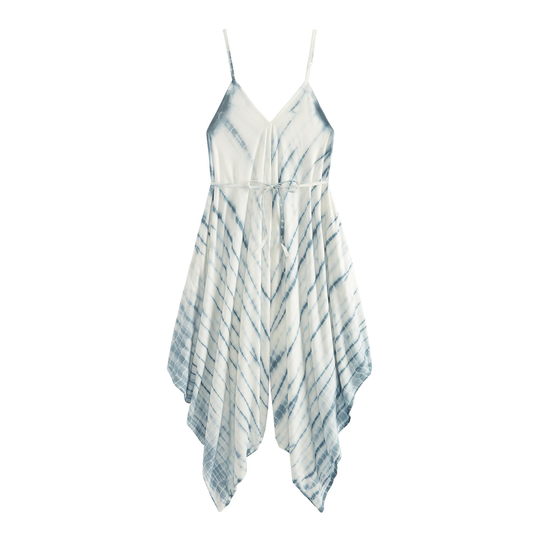 Blue And White Tie Dye Azure Jumpsuit With Pockets - Large by World Market