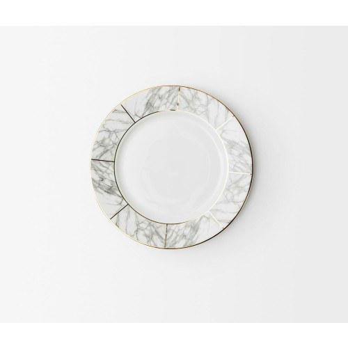 Blue Pheasant Eleni White Marble Salad/Dessert Plate, Pack Of 4