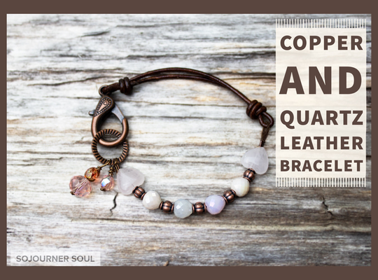 Leather & Quartz Bracelet | Love Gift For Her Minimalist Jewelry