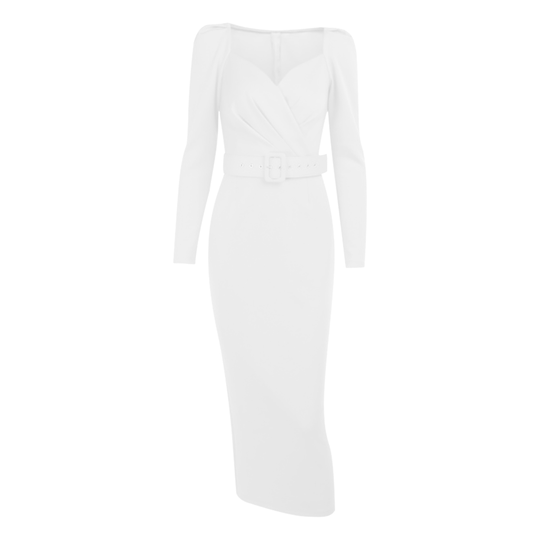 Women Dress Gorgeous A-Line Cotton Blend Elegant Mid Calf Long Dress for Party - white, m