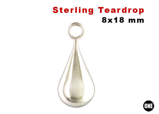 sterling Silver Tear Drop 8.0x18.0 Mm, | Ss/1043