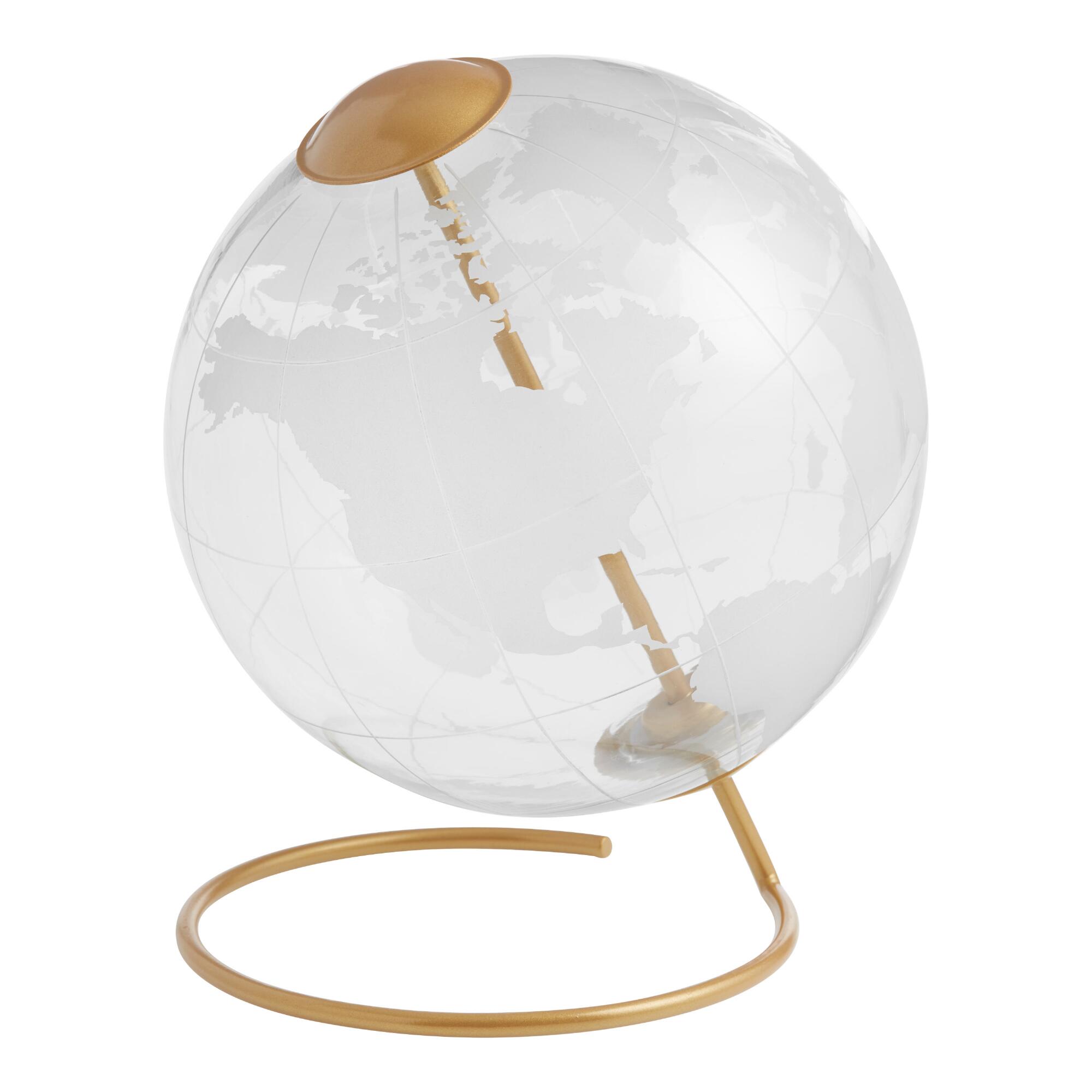 Clear Etched Glass Globe With Ring Stand: Gold by World Market