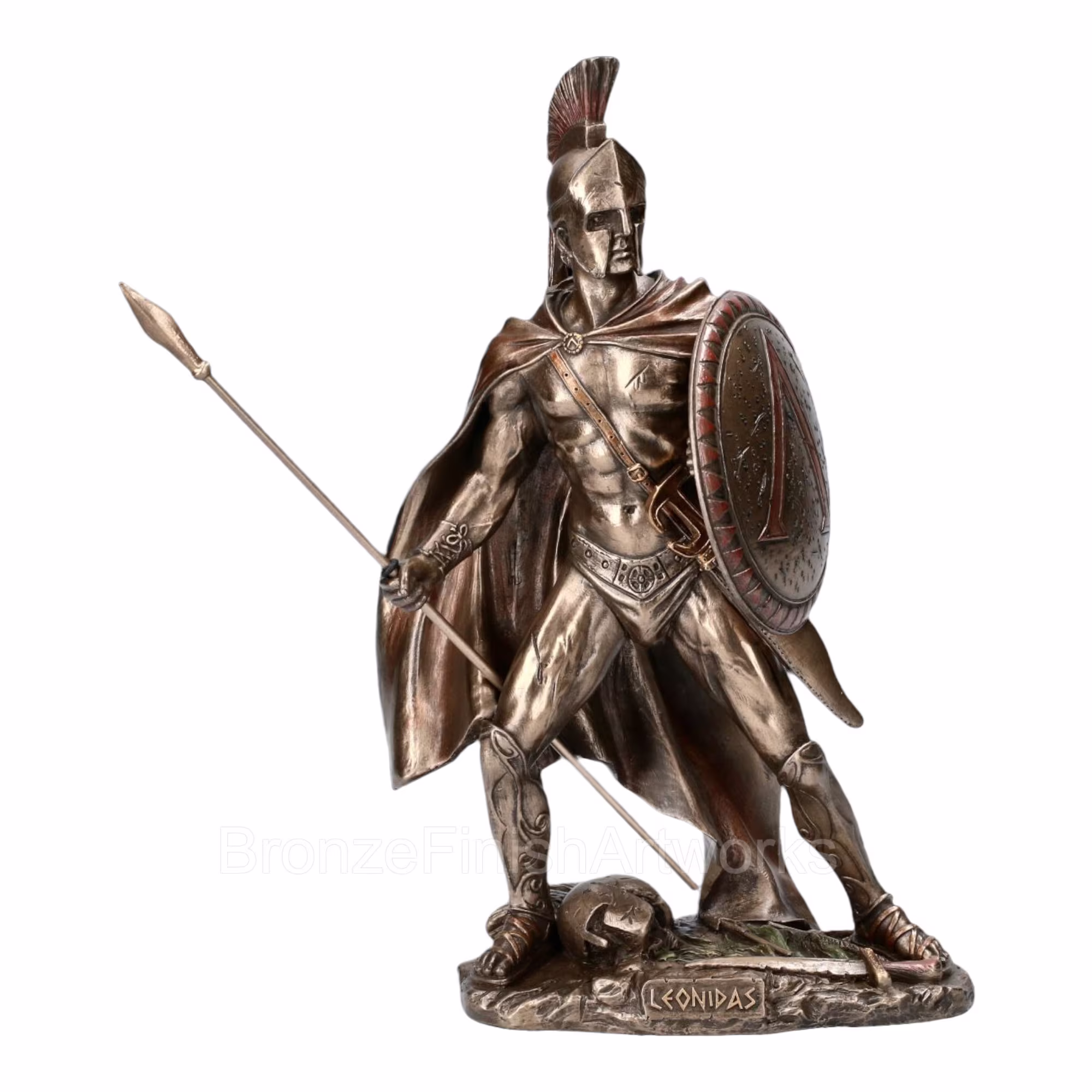 Leonidas Greek Spartan King Warrior Statue Sculpture Figure Cold Cast Bronze & Resin