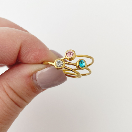Gold Birthstone Gem Ring, Stacking Rings