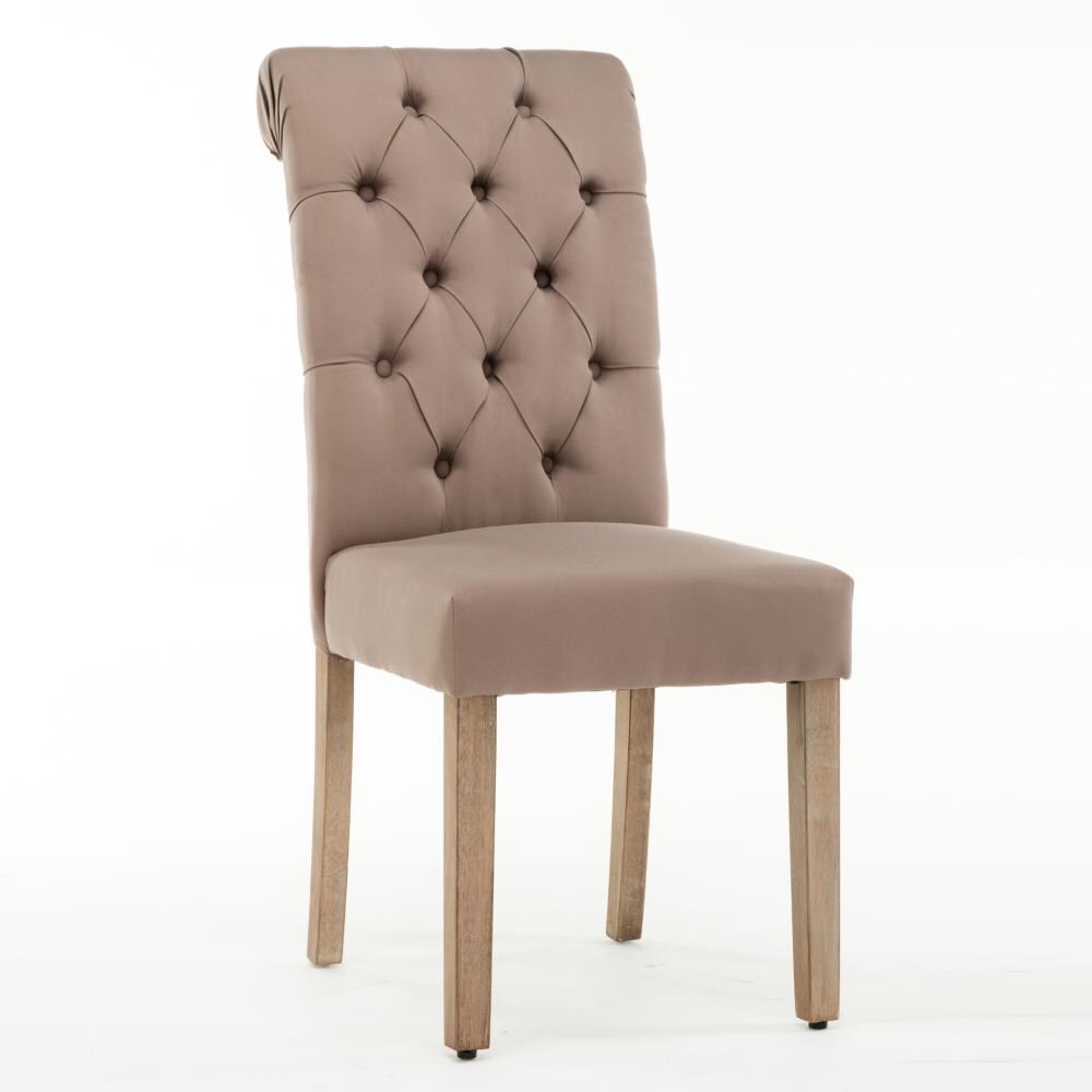AC Pacific Traditional Polyester/Polyester Blend Upholstered Dining Side Chair (Wood Frame) in Brown | D-006-BROWN
