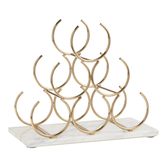 Marble and Gold 6 Bottle Wine Rack: White/Gold by World Market