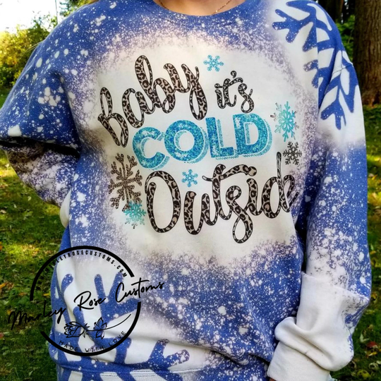 Holiday Bleached, Baby It's Cold Outside, Snowflake Sweatshirt, Christmas Viral Tiktok Shirt, Gift, Leopard Santa