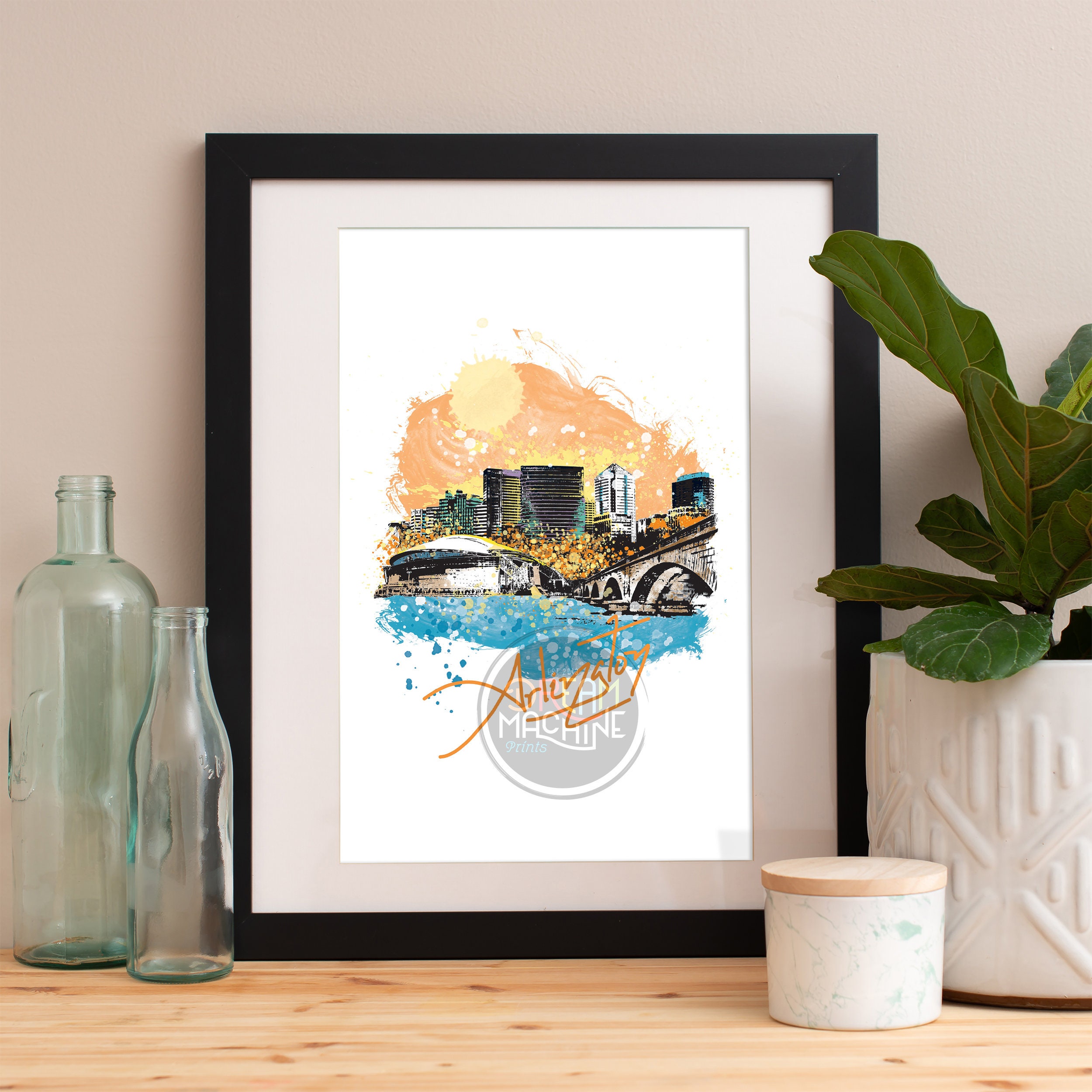 Arlington Print, Skyline, Art, Poster, Watercolor, Art Map