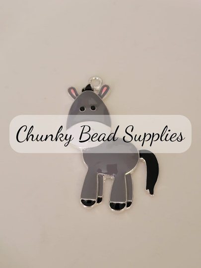 48mm Grey Horse Enamel Pendant