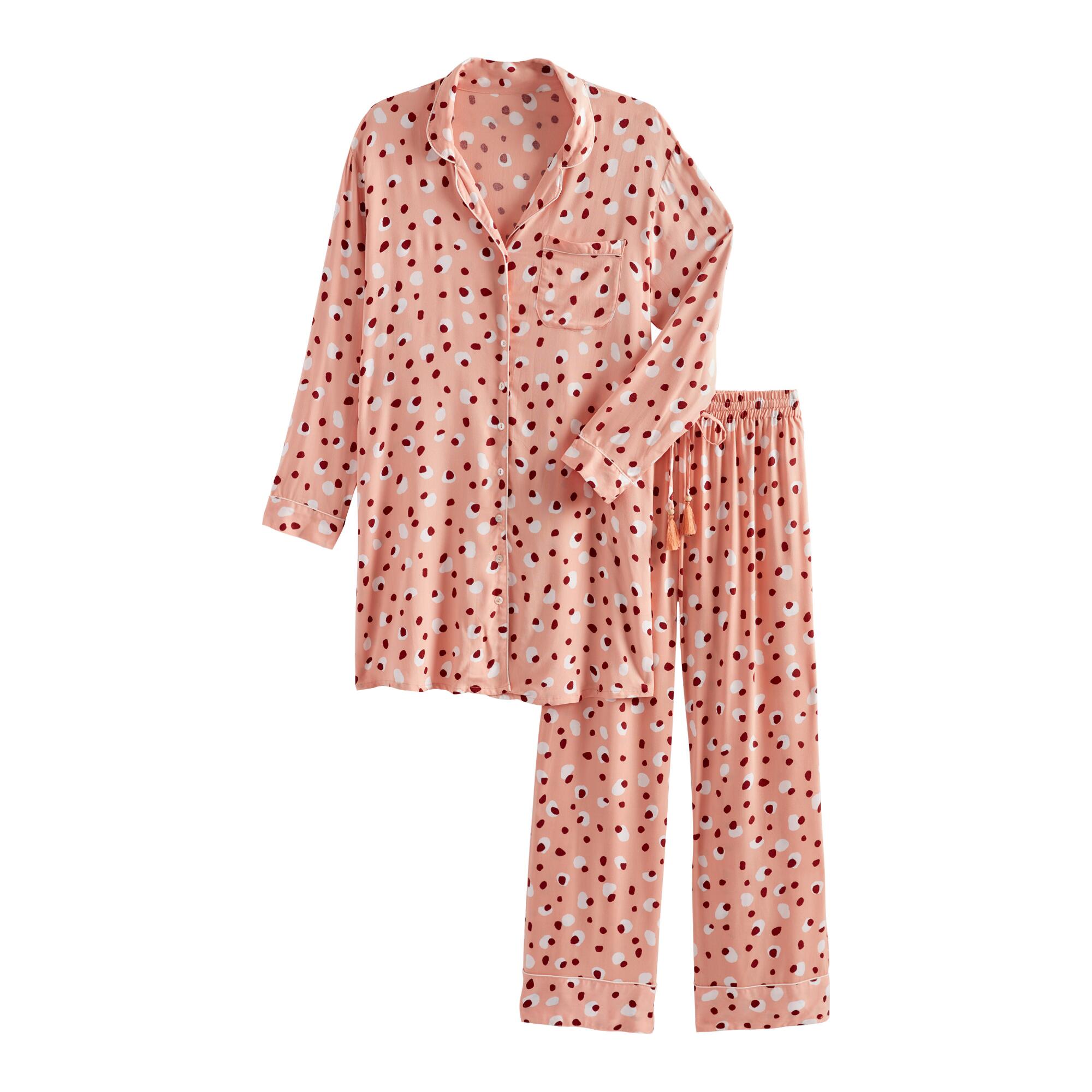 Peach and Navy Cheetah Spot Pajama Collection by World Market