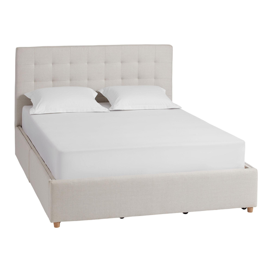 Natural Linen Tufted Noah Storage Bed - Queen Bed by World Market