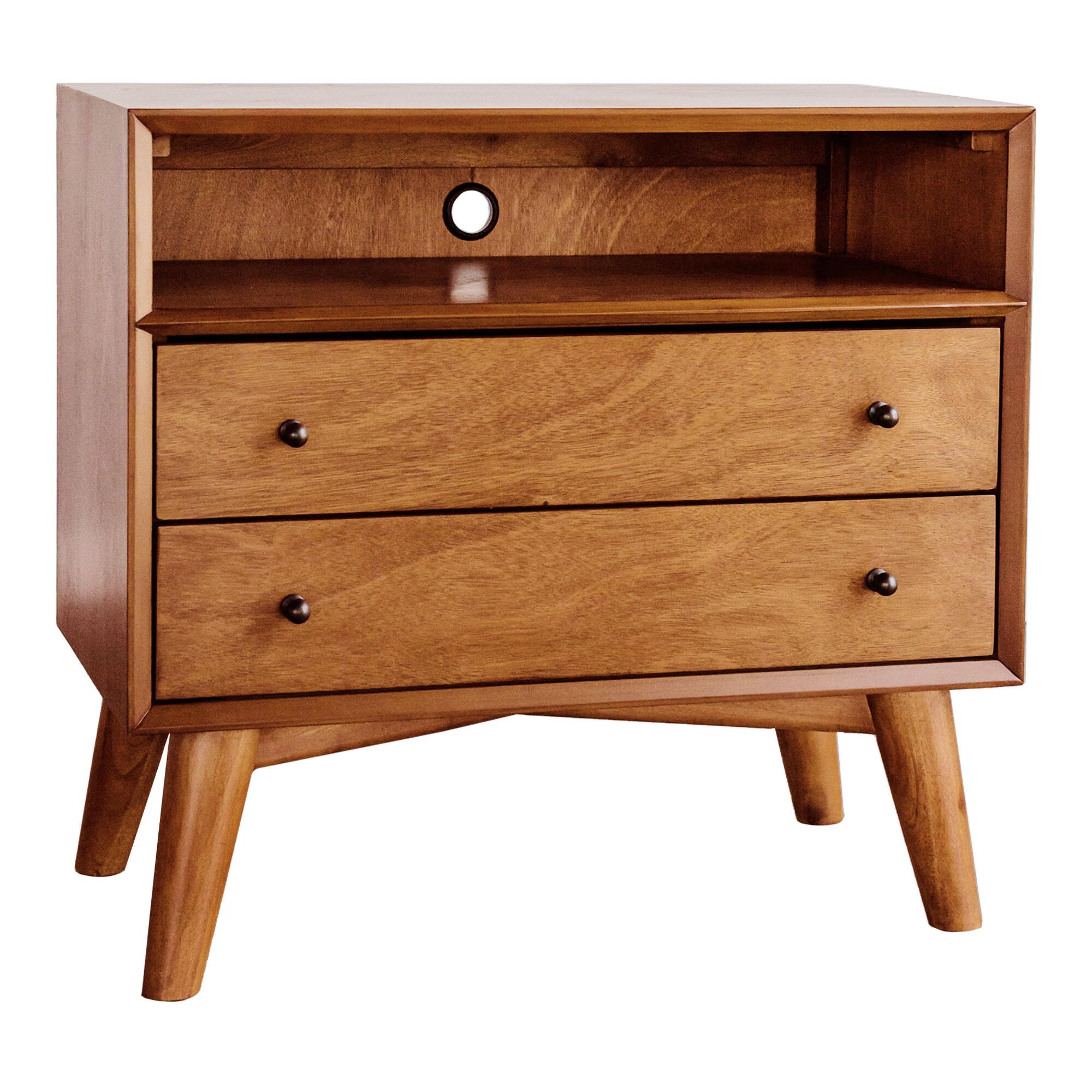Large Acorn Wood Brewton Nightstand with Drawers: Brown by World Market
