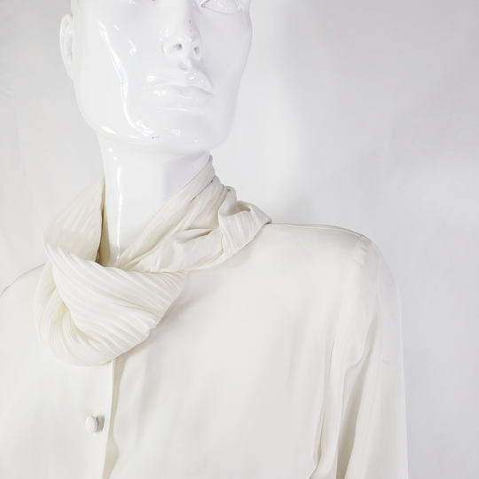 Vintage Off White Scarf Collar Blouse 4/S