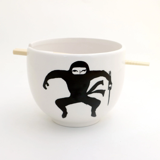 Handmade Ramen Bowl, Ninja, Noodle With Chopsticks