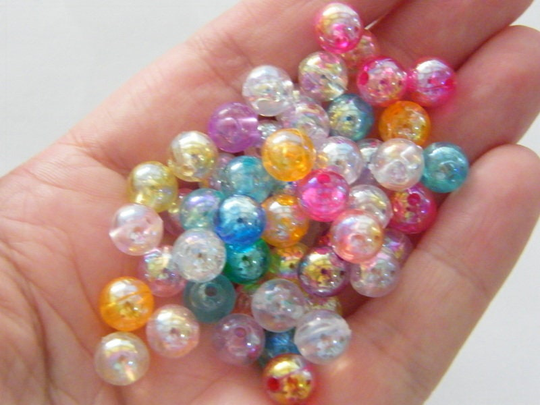 Bulk 500 Random Mixed Colours Ab 8mm Plastic Beads Ab73