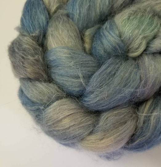 Flax Superwash Bfl Tussah Silk Blend Top Roving Spinning Fiber Stonewash 4 Oz
