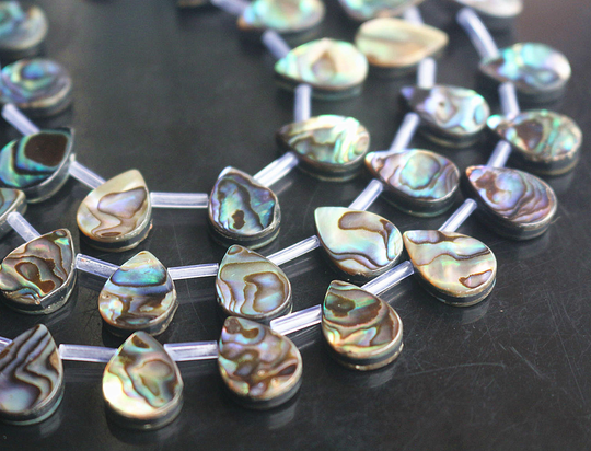 Natural Abalone Shell Beads, Teardrop Black Beads, 15 Inches 1 Strand, 1318mm