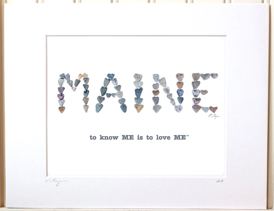 Maine Print, Art, Gifts, Made Decor, Poster, Souvenier, Wall Heart Rocks