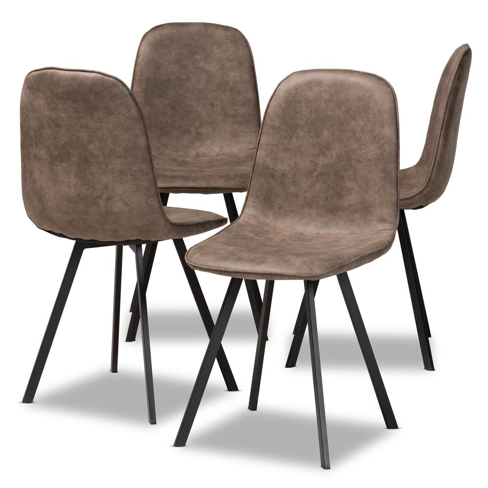 Baxton Studio Set of 4 Filicia Contemporary/Modern Polyester/Polyester Blend Upholstered Dining Side Chair (Metal Frame) in Gray | 160-4PC-9916-LW