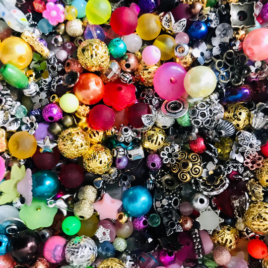 Mixed Beads & Findings Bulk 1/2 lb Mix Mystery Assorted Venus Blend Surprise Of Glass, Acrylic Beads, Findings, All Colors