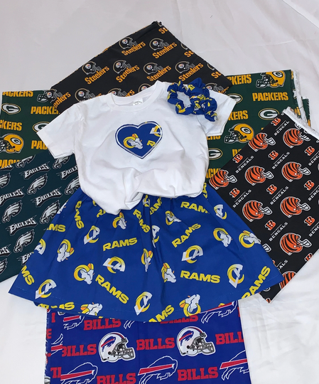 Children Football Theme Set With Matching Hair Ties, Philadelphia Eagles Cincinnati Bengals The Rams Green Bay Packers Kansas City Chiefs