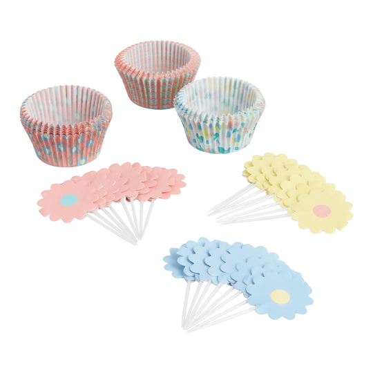 Ditsy Daisy Cupcake Decorating Kit: Multi - Paper by World Market