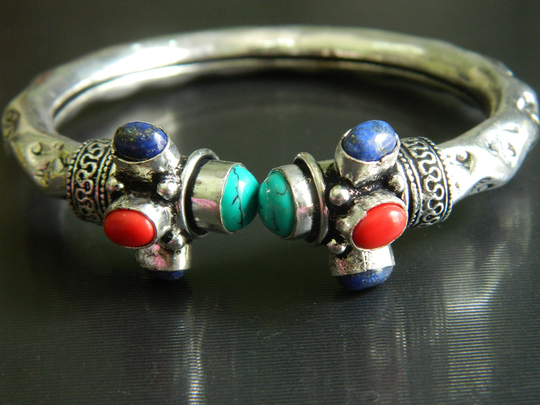 Multi Stone Bracelet, Vintage Look Brass Cuff Bracelet, Silver Plated, Bohemian, Fashion Jewelry, Manmade, Gift For Her, Unique Beautiful Sale