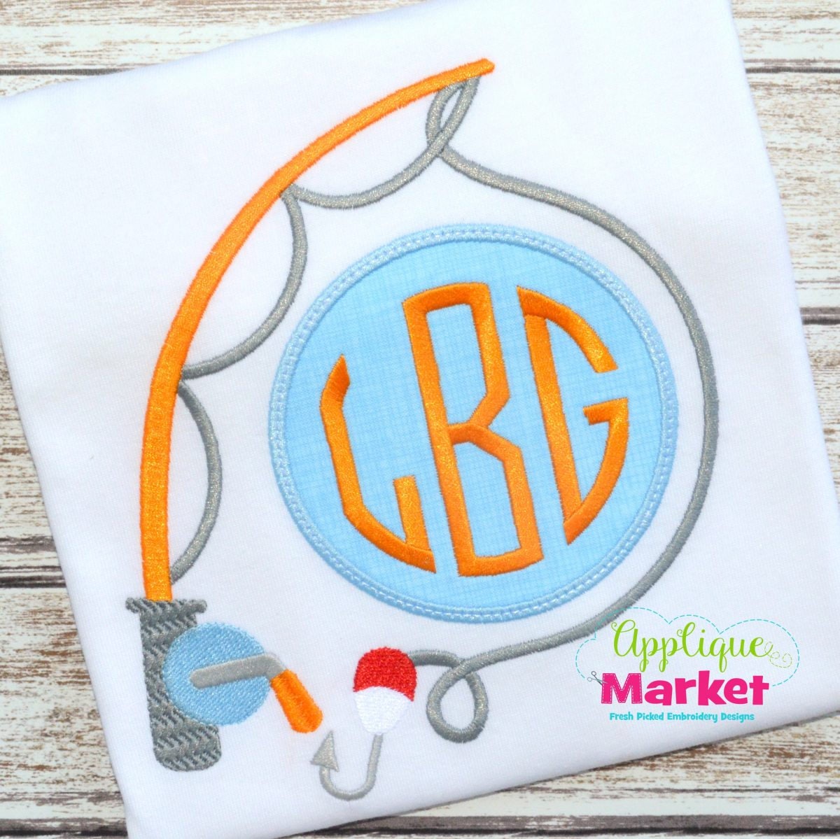 Personalized Fishing Monogram Applique Shirt Or Bodysuit Girl Boy