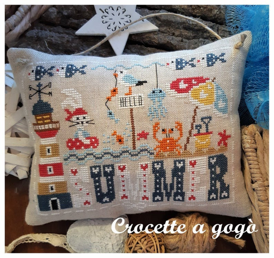 Crocette A Gogo "Hello Summer" Counted Cross Stitch Pattern Summer, Beach, Crab, Lighthouse, Bunny, Fish, Italy, Paper