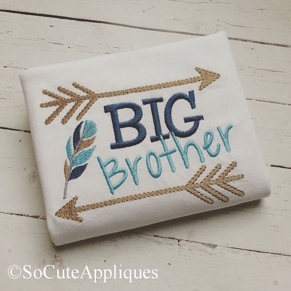 Personalized Big Little Brother Sister With Arrows & Feathers Applique Shirt Or Bodysuit Girl Boy