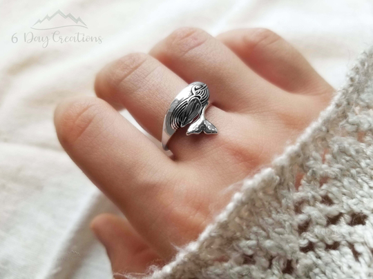 S925 Whale Ring | Ocean Accessories Gift For Her Boho Statement Animal-Lover Simple Sized Jewelry Detailed