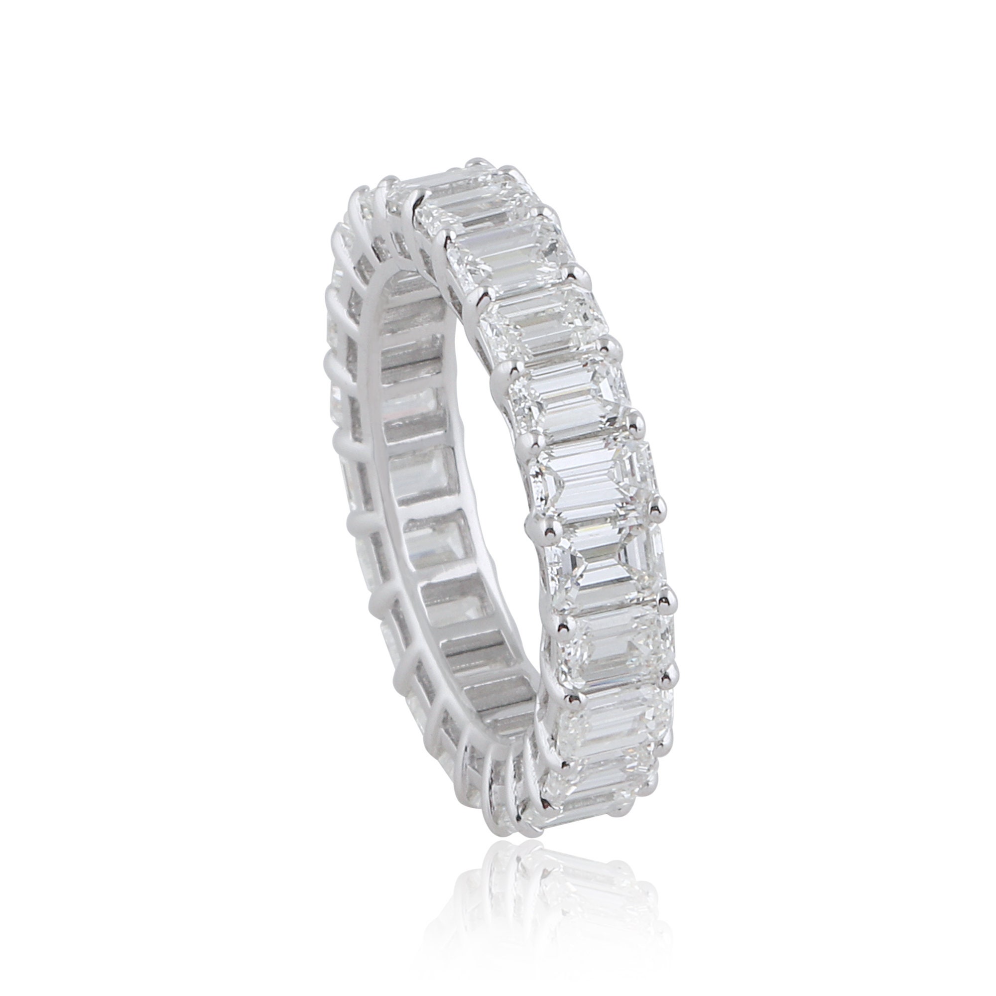 18K White Gold Wedding Ring, Eternity Natural 4.55 Ct Si Clarity Hi Color Diamond Engagement Band Fine Jewelry Anniversary Bands Gifts