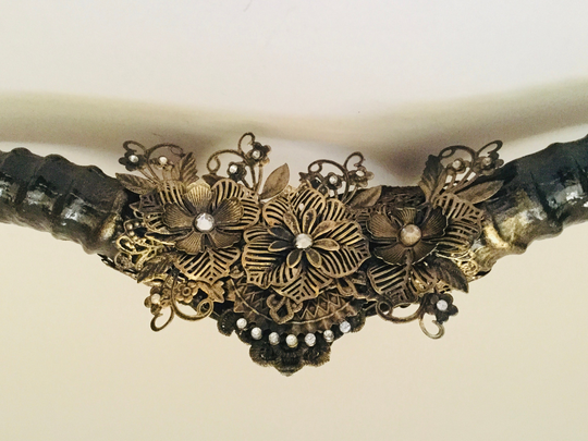 Black Gold Ram Horns Headband Halloween Costume Party Carnival Festival Headwear