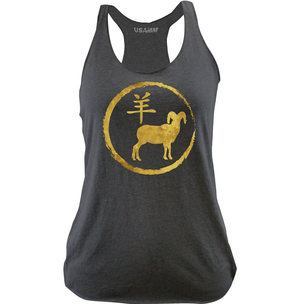 Ladies Original Chinese Zodiac Ram Racerback Tank Top