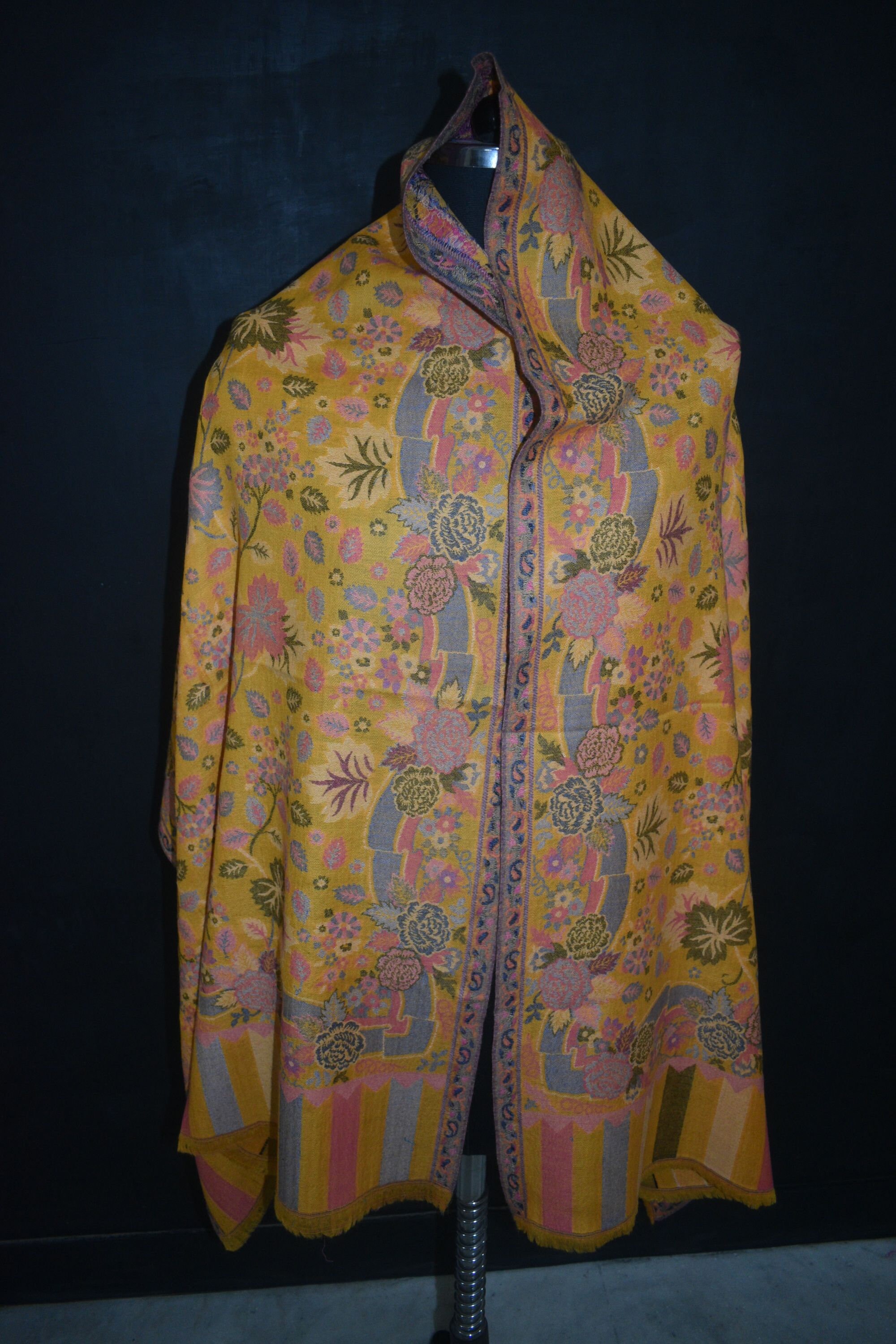 Wool Blend Shawl Jamawar Stole Scarf Wrap A477