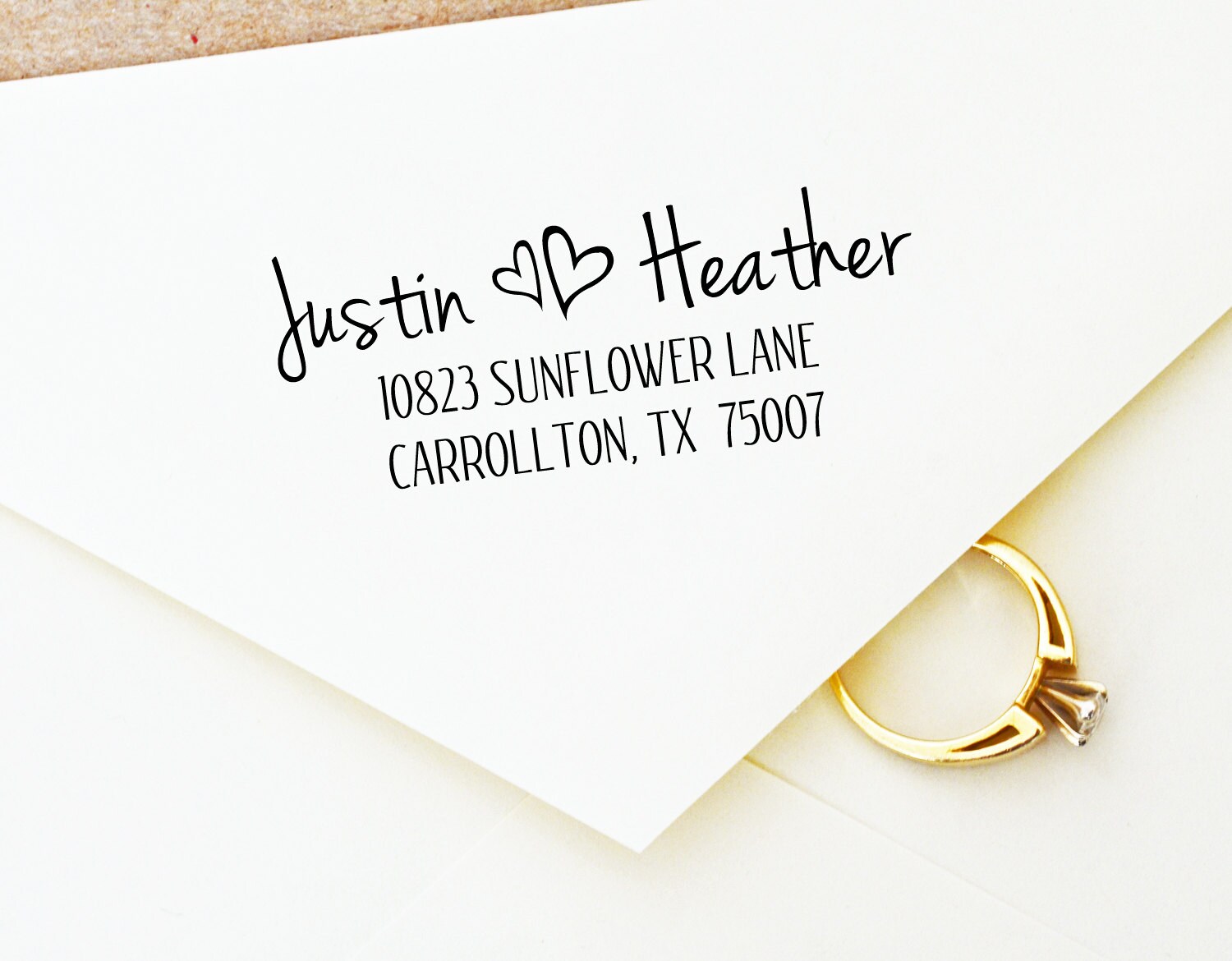 Custom Address Stamp - For Couples in Love Wedding Gift Housewarming