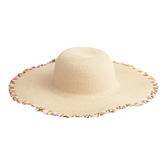 Natural Straw And Multicolor Fringe Amelia Sun Hat by World Market