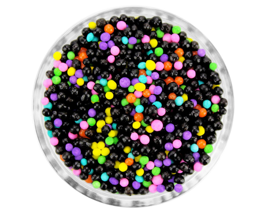 Neon Nights Non-Pareils Blend - Our Neon Nights Blend Is Non-Pareils in Black, Pink, Orange, Yellow, Lime Green, Turquoise, & Purple