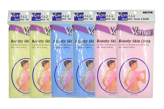 6 Pcs Korea Blue, Pink, Yellow Venus Nylon Body Exfoliator Skin Bath Wash Cloth Towel