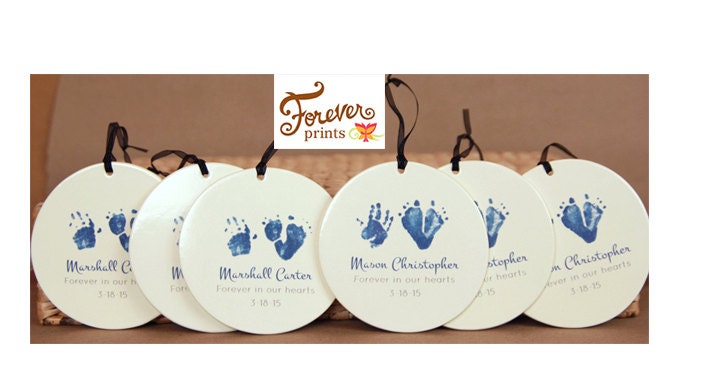 Six in Loving Memory Footprint Forever in Our Hearts Ornament, Baby Loss, Butterfly Angel Baby, Mom Dad Grandma Christmas